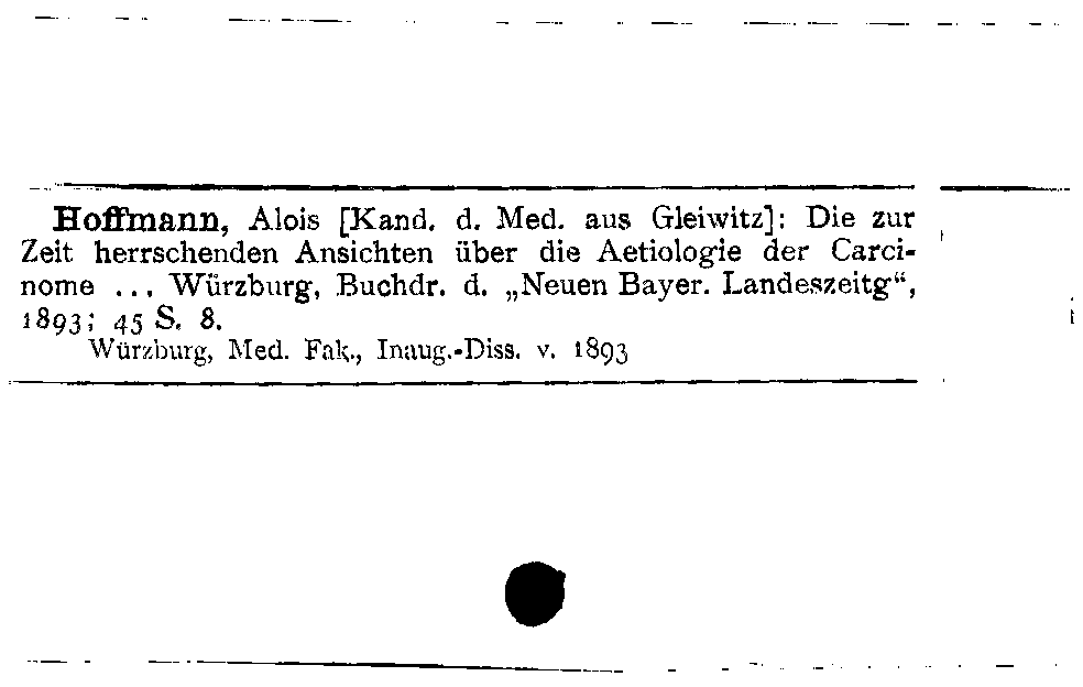 [Katalogkarte Dissertationenkatalog bis 1980]