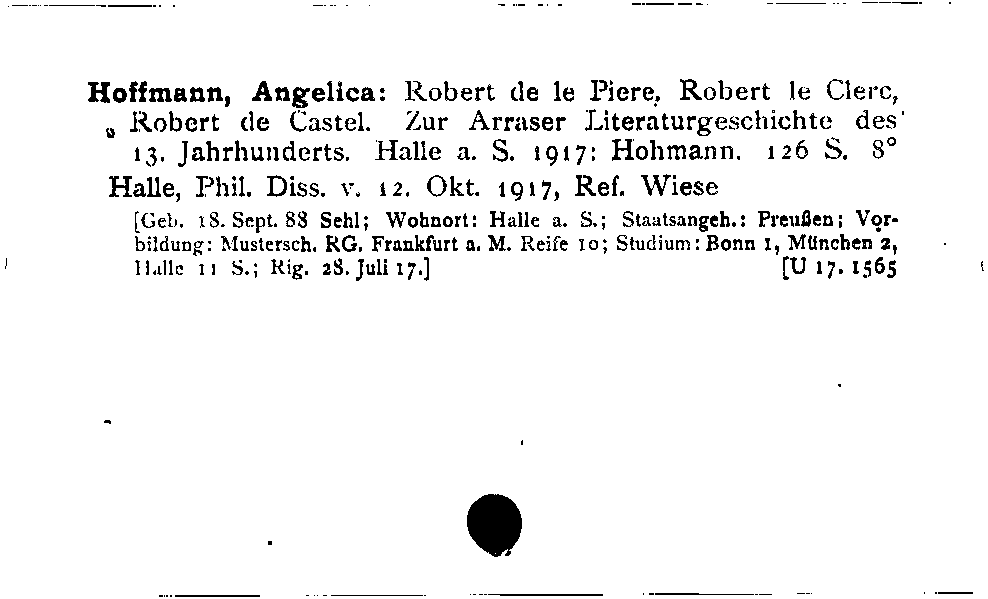 [Katalogkarte Dissertationenkatalog bis 1980]