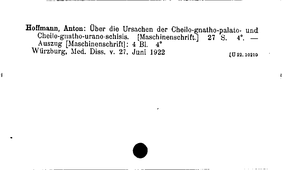 [Katalogkarte Dissertationenkatalog bis 1980]