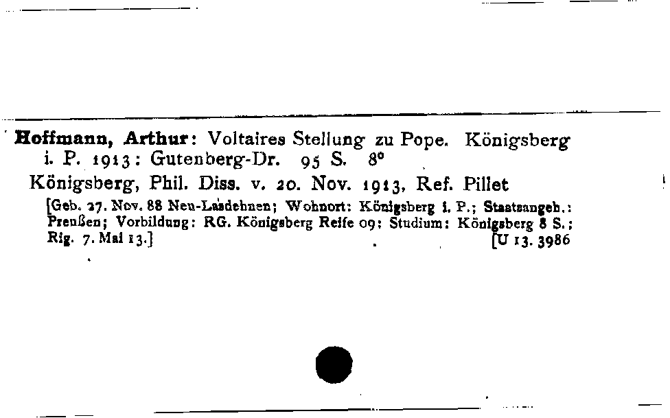 [Katalogkarte Dissertationenkatalog bis 1980]