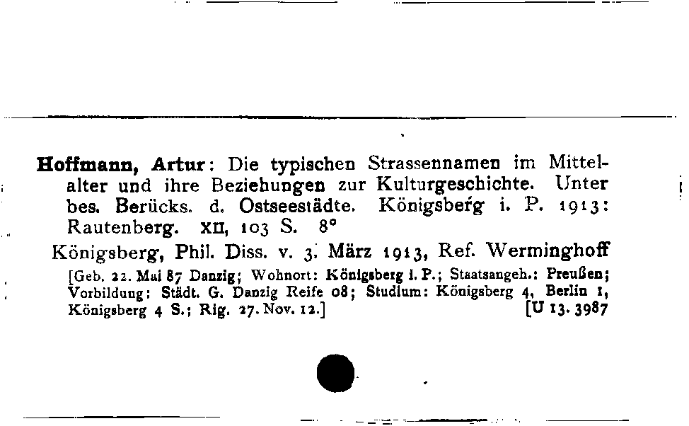 [Katalogkarte Dissertationenkatalog bis 1980]