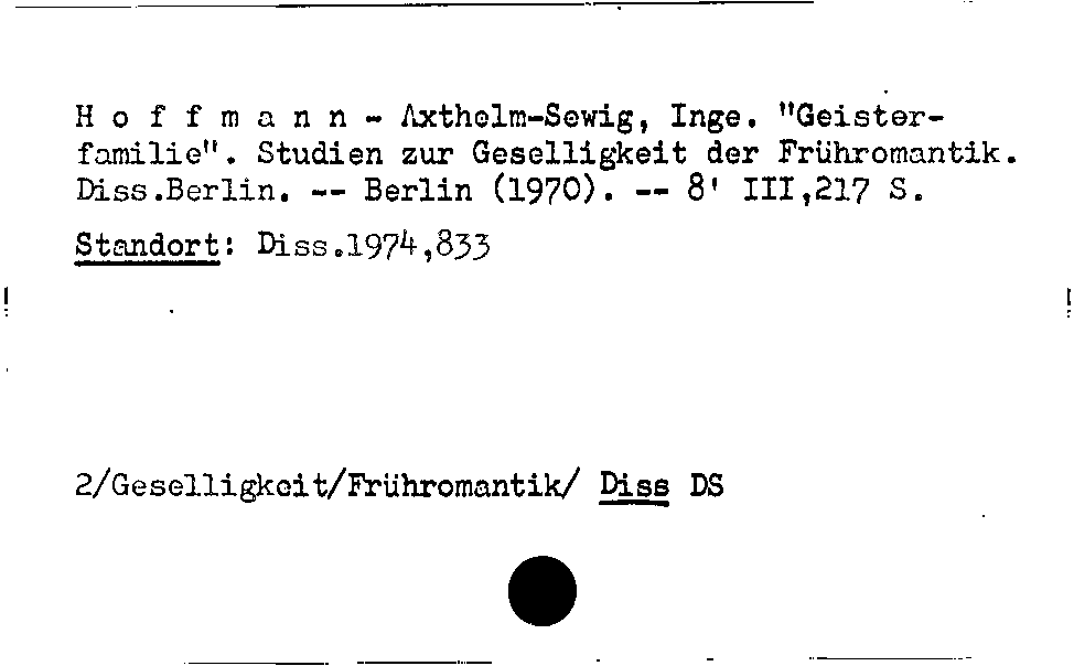 [Katalogkarte Dissertationenkatalog bis 1980]