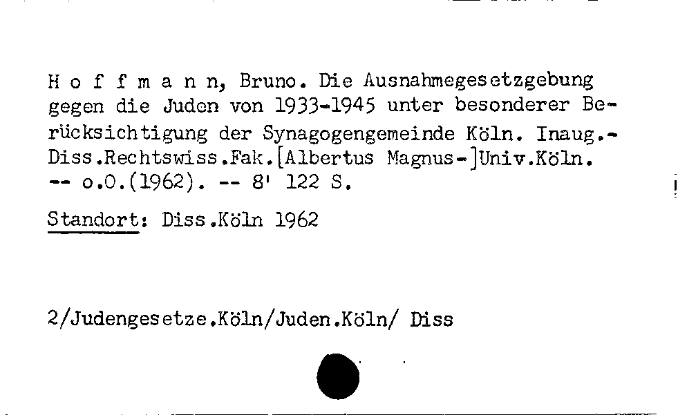 [Katalogkarte Dissertationenkatalog bis 1980]