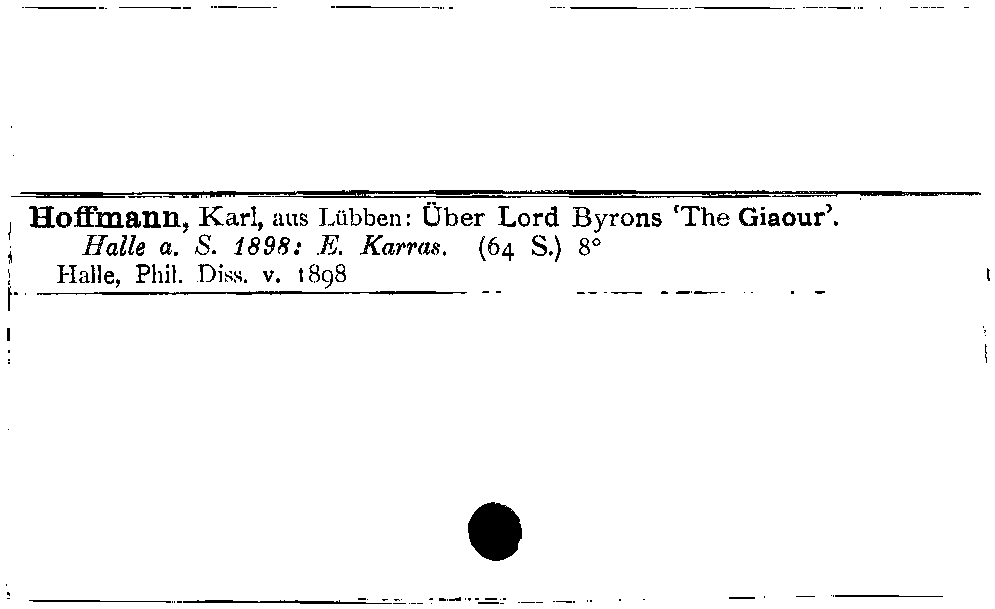 [Katalogkarte Dissertationenkatalog bis 1980]