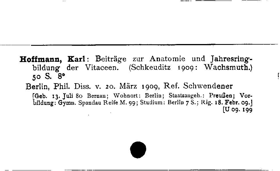 [Katalogkarte Dissertationenkatalog bis 1980]