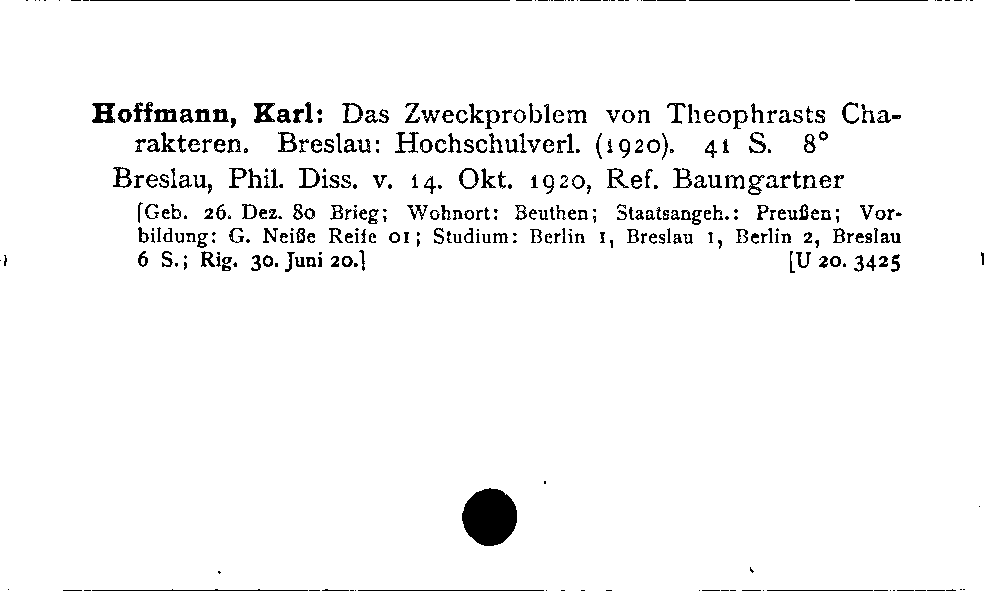 [Katalogkarte Dissertationenkatalog bis 1980]