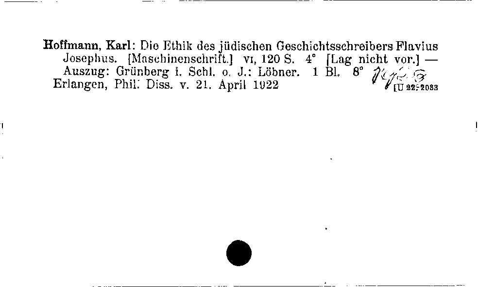 [Katalogkarte Dissertationenkatalog bis 1980]