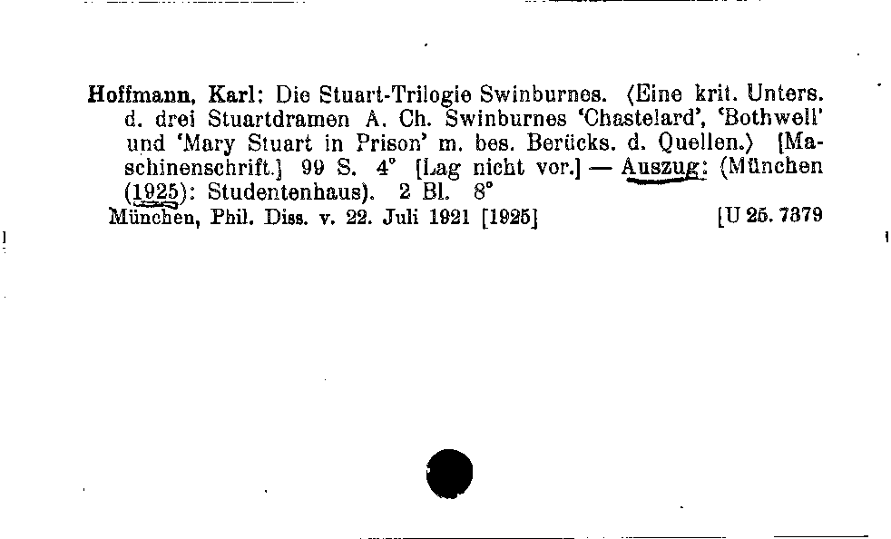 [Katalogkarte Dissertationenkatalog bis 1980]