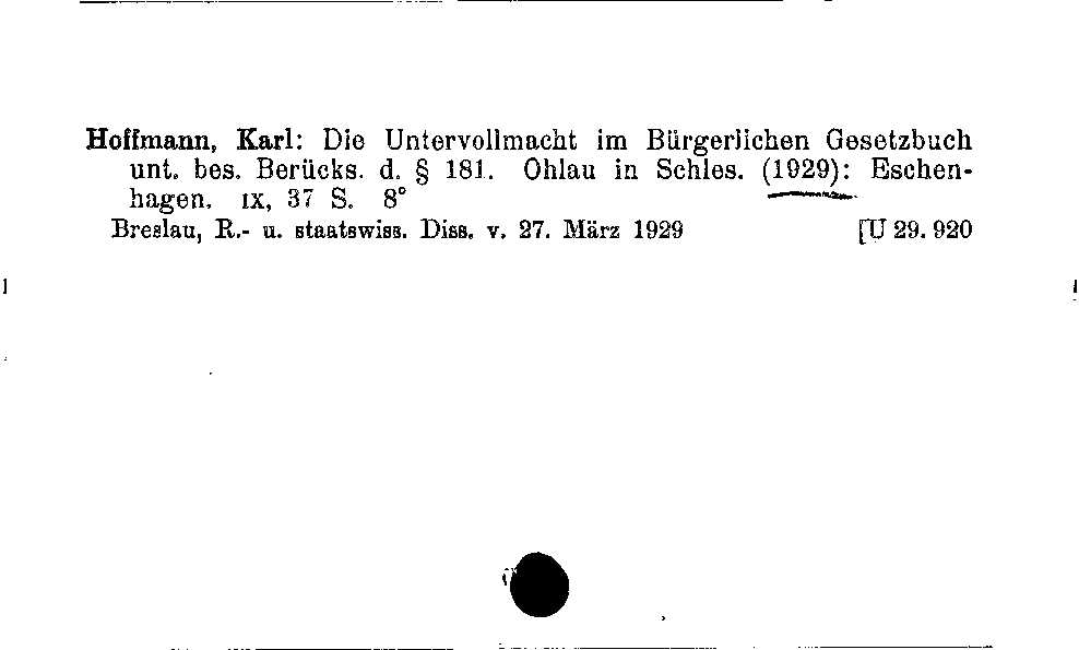 [Katalogkarte Dissertationenkatalog bis 1980]