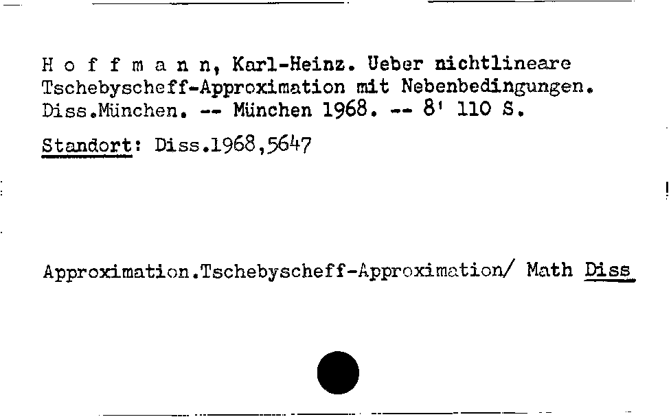 [Katalogkarte Dissertationenkatalog bis 1980]