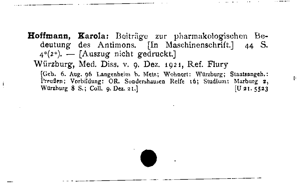 [Katalogkarte Dissertationenkatalog bis 1980]