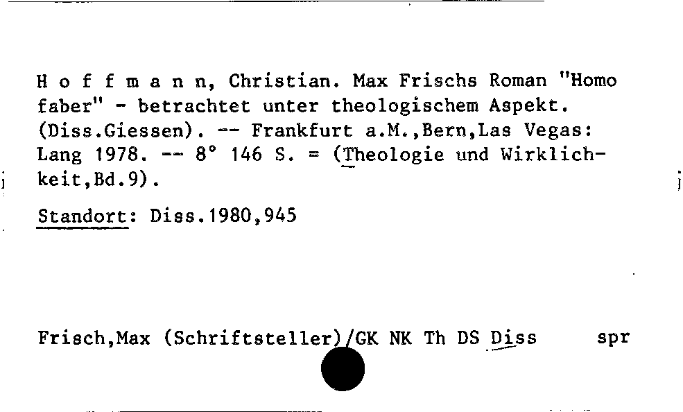 [Katalogkarte Dissertationenkatalog bis 1980]