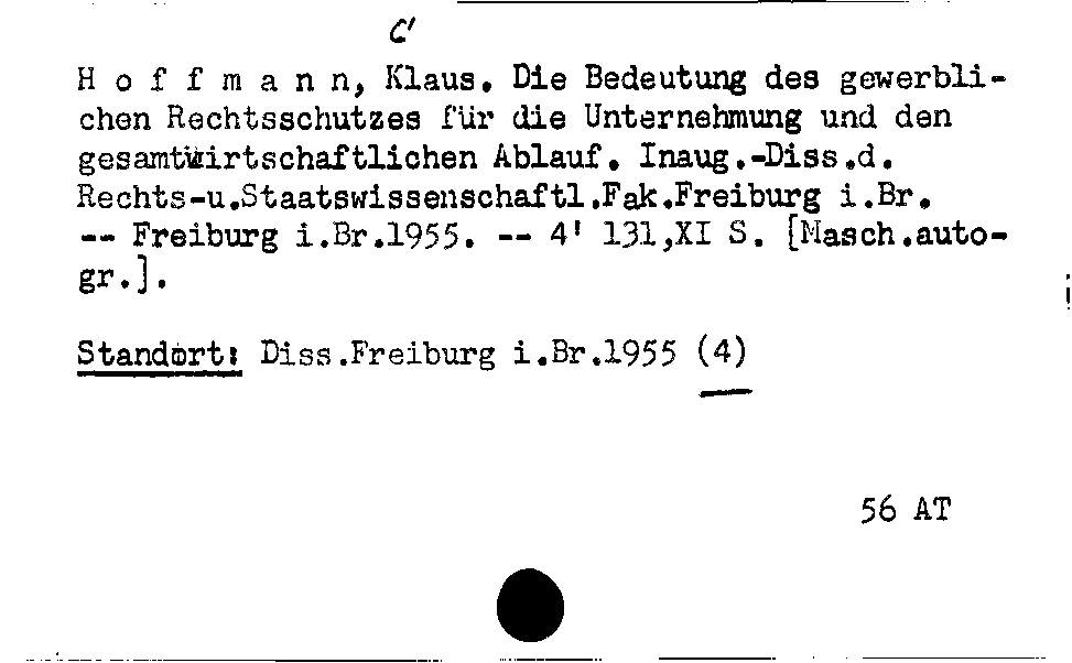 [Katalogkarte Dissertationenkatalog bis 1980]