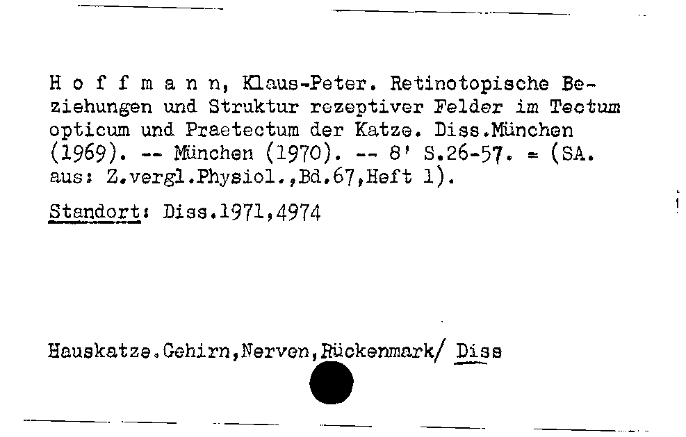 [Katalogkarte Dissertationenkatalog bis 1980]