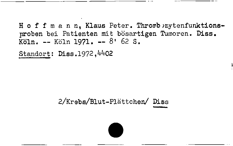 [Katalogkarte Dissertationenkatalog bis 1980]