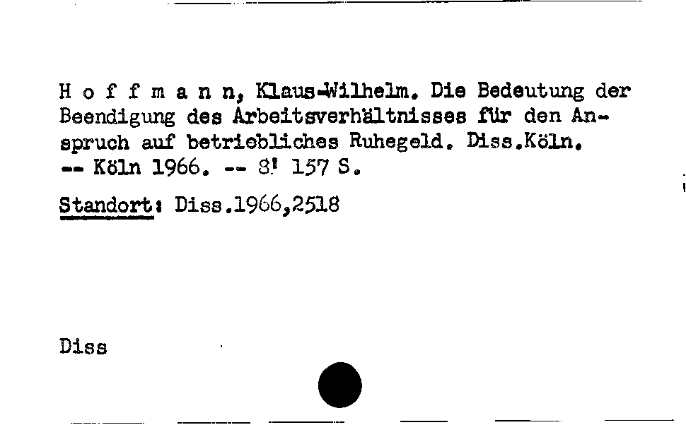 [Katalogkarte Dissertationenkatalog bis 1980]