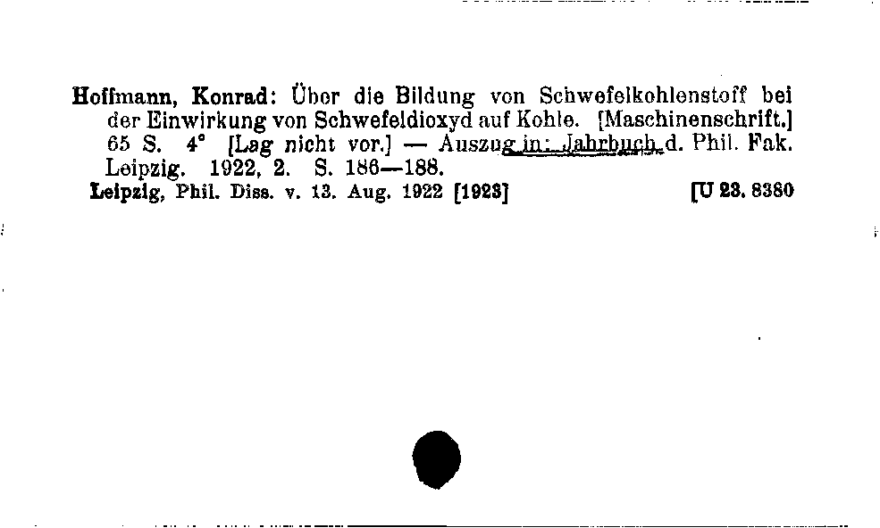 [Katalogkarte Dissertationenkatalog bis 1980]