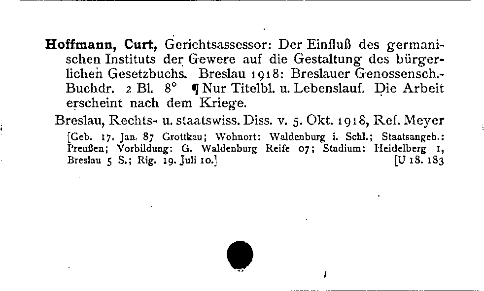 [Katalogkarte Dissertationenkatalog bis 1980]