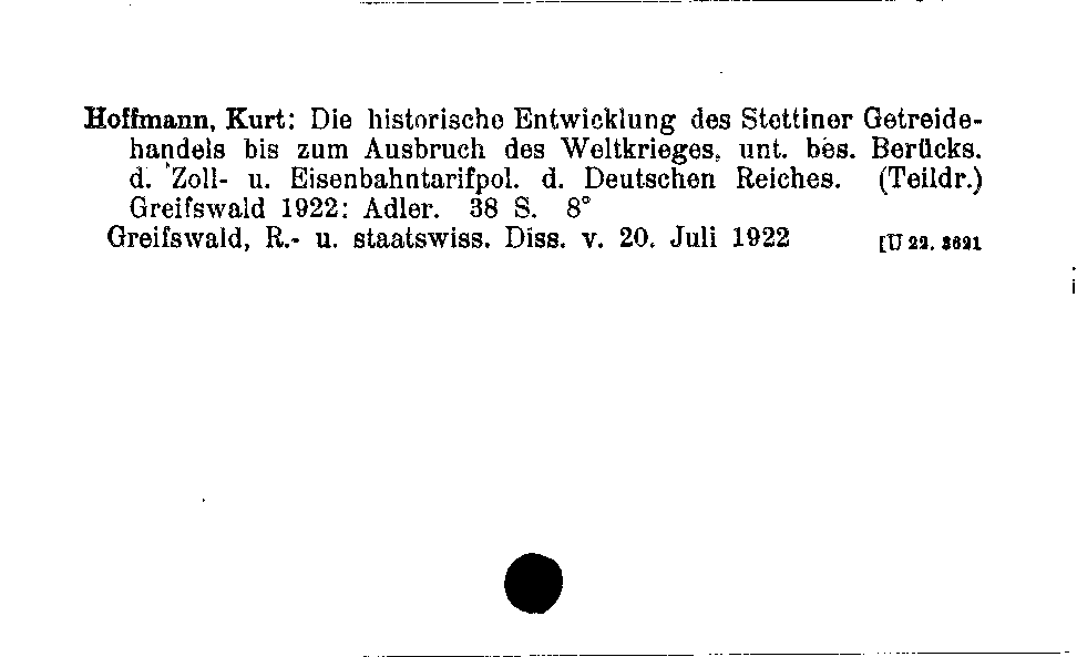 [Katalogkarte Dissertationenkatalog bis 1980]