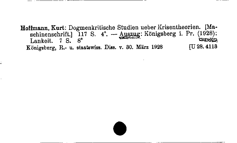 [Katalogkarte Dissertationenkatalog bis 1980]