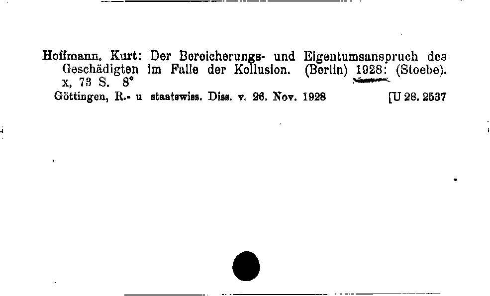 [Katalogkarte Dissertationenkatalog bis 1980]