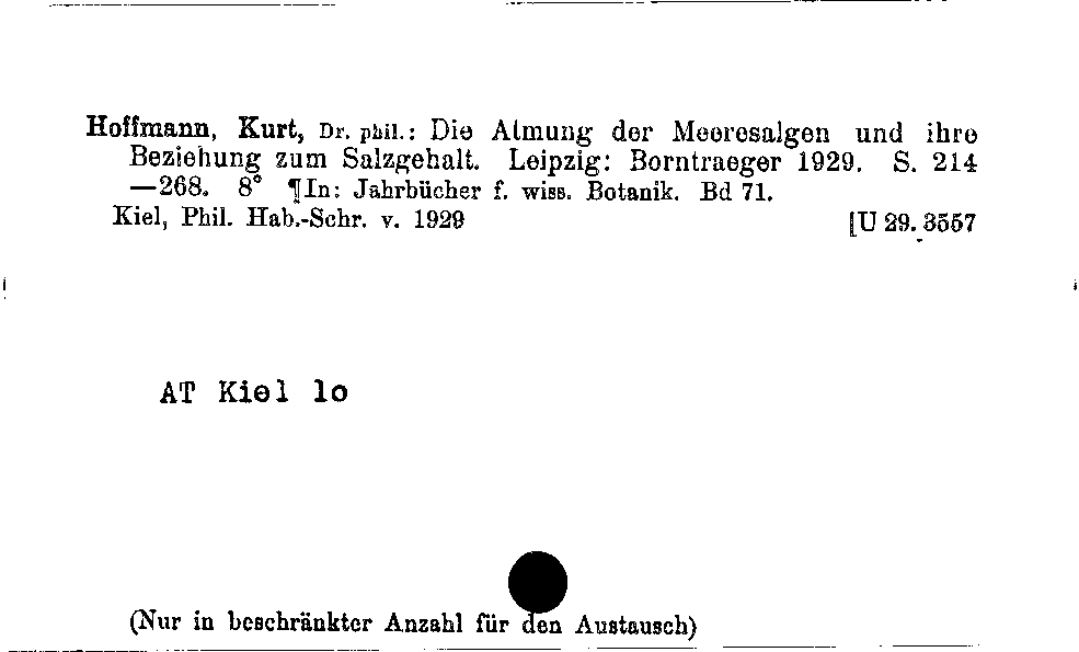 [Katalogkarte Dissertationenkatalog bis 1980]