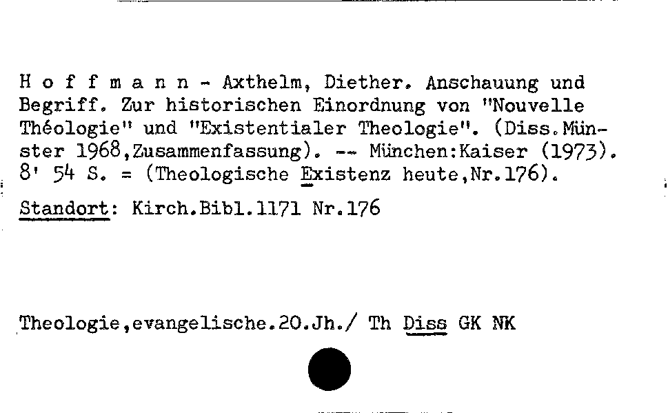 [Katalogkarte Dissertationenkatalog bis 1980]