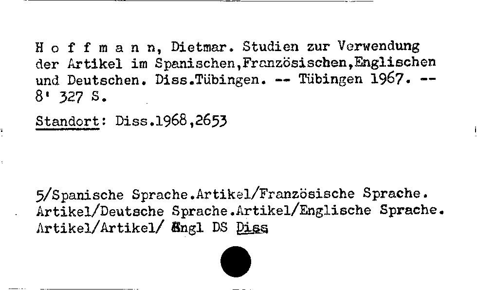 [Katalogkarte Dissertationenkatalog bis 1980]