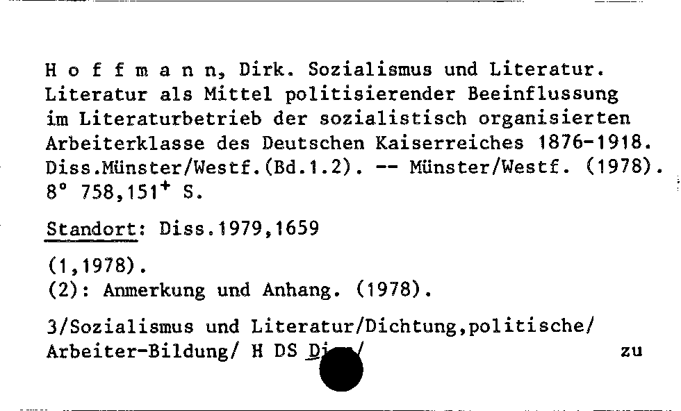 [Katalogkarte Dissertationenkatalog bis 1980]