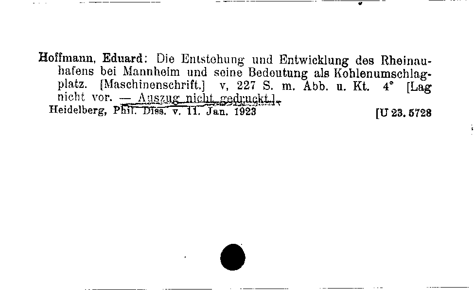 [Katalogkarte Dissertationenkatalog bis 1980]