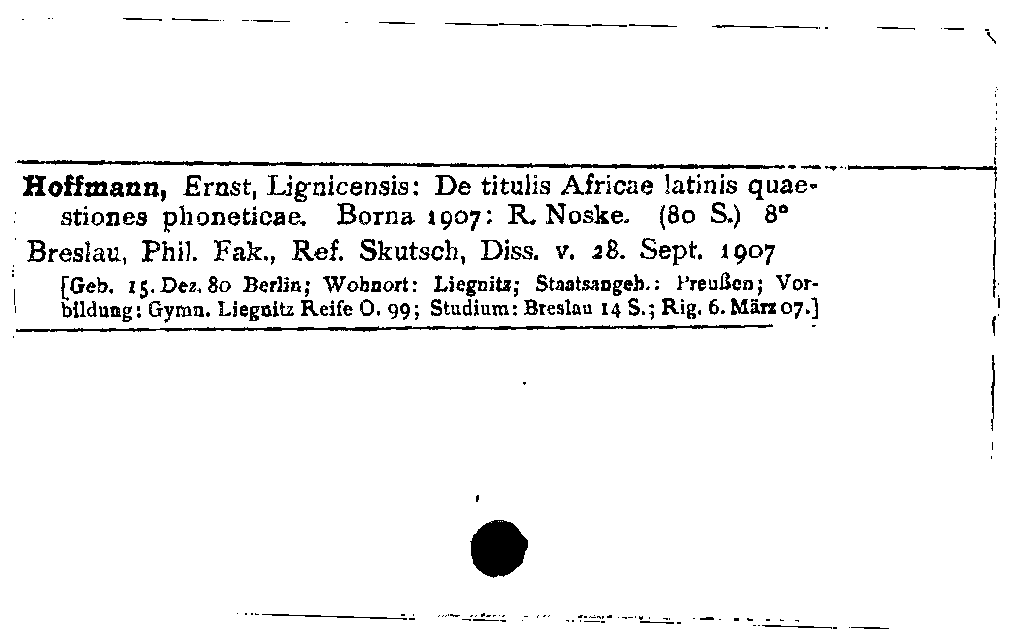 [Katalogkarte Dissertationenkatalog bis 1980]