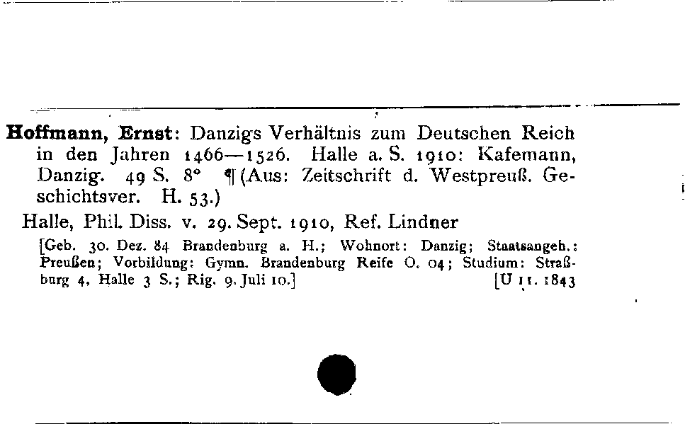 [Katalogkarte Dissertationenkatalog bis 1980]