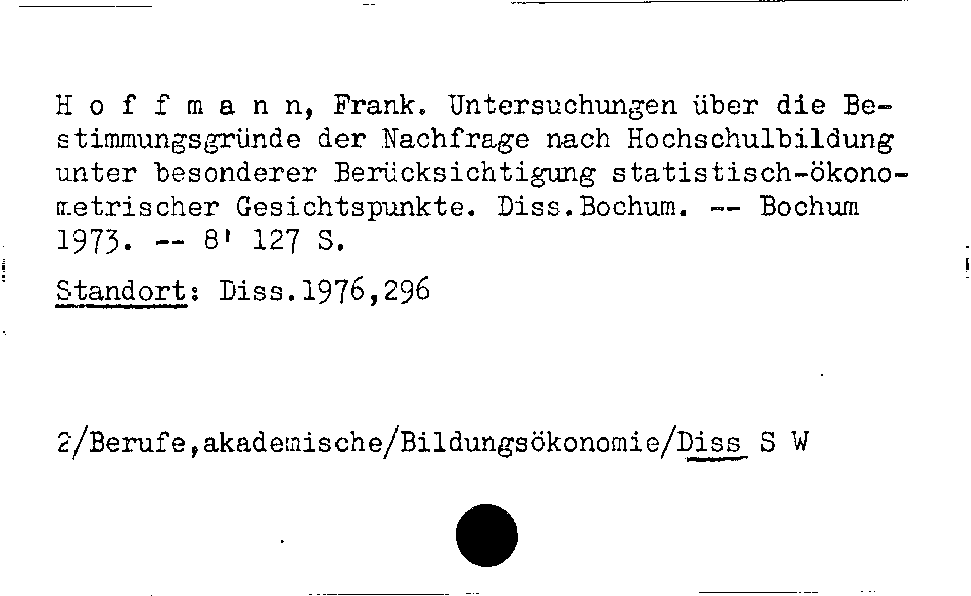 [Katalogkarte Dissertationenkatalog bis 1980]