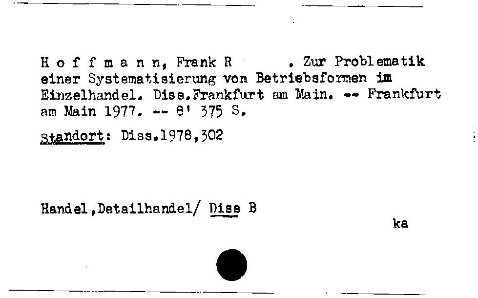 [Katalogkarte Dissertationenkatalog bis 1980]