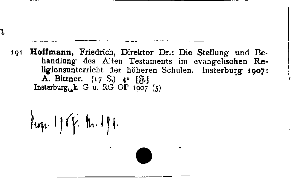 [Katalogkarte Dissertationenkatalog bis 1980]