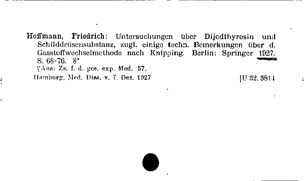 [Katalogkarte Dissertationenkatalog bis 1980]
