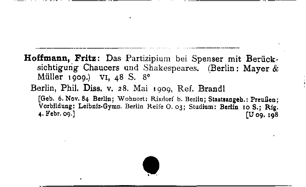 [Katalogkarte Dissertationenkatalog bis 1980]
