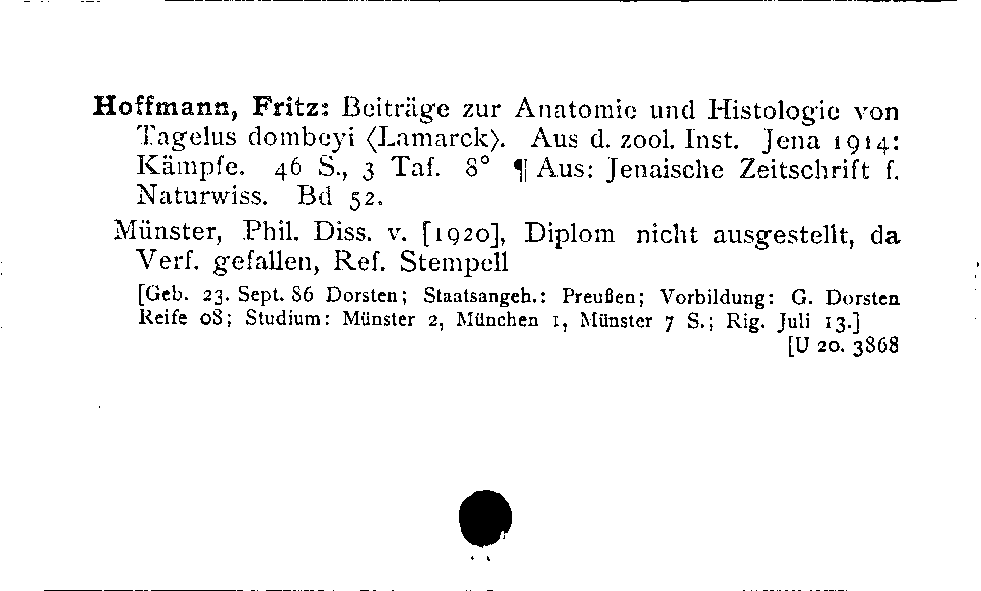 [Katalogkarte Dissertationenkatalog bis 1980]