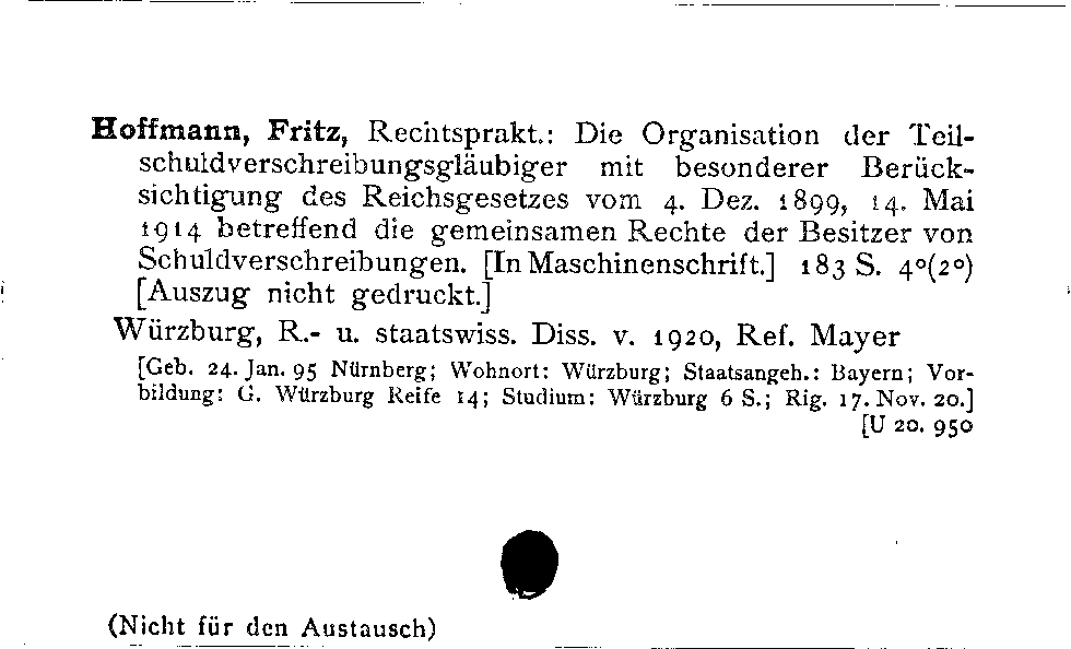 [Katalogkarte Dissertationenkatalog bis 1980]