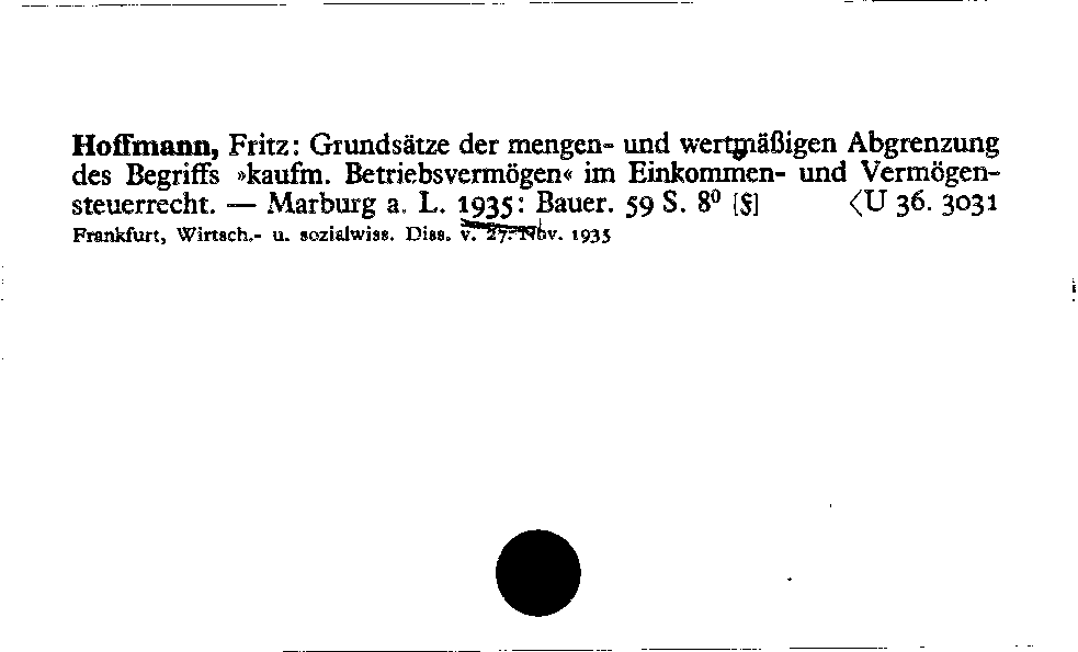 [Katalogkarte Dissertationenkatalog bis 1980]