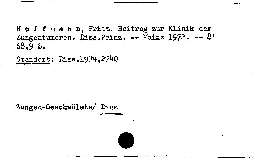 [Katalogkarte Dissertationenkatalog bis 1980]