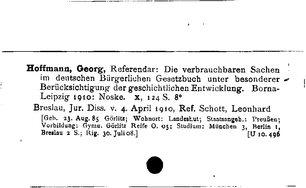 [Katalogkarte Dissertationenkatalog bis 1980]