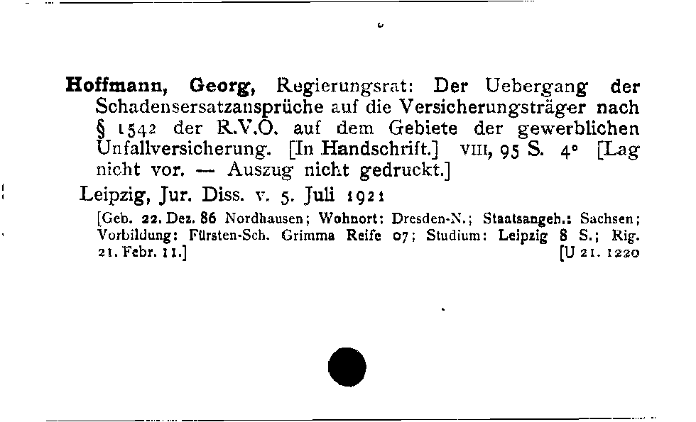 [Katalogkarte Dissertationenkatalog bis 1980]