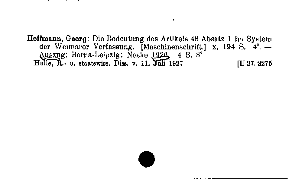 [Katalogkarte Dissertationenkatalog bis 1980]