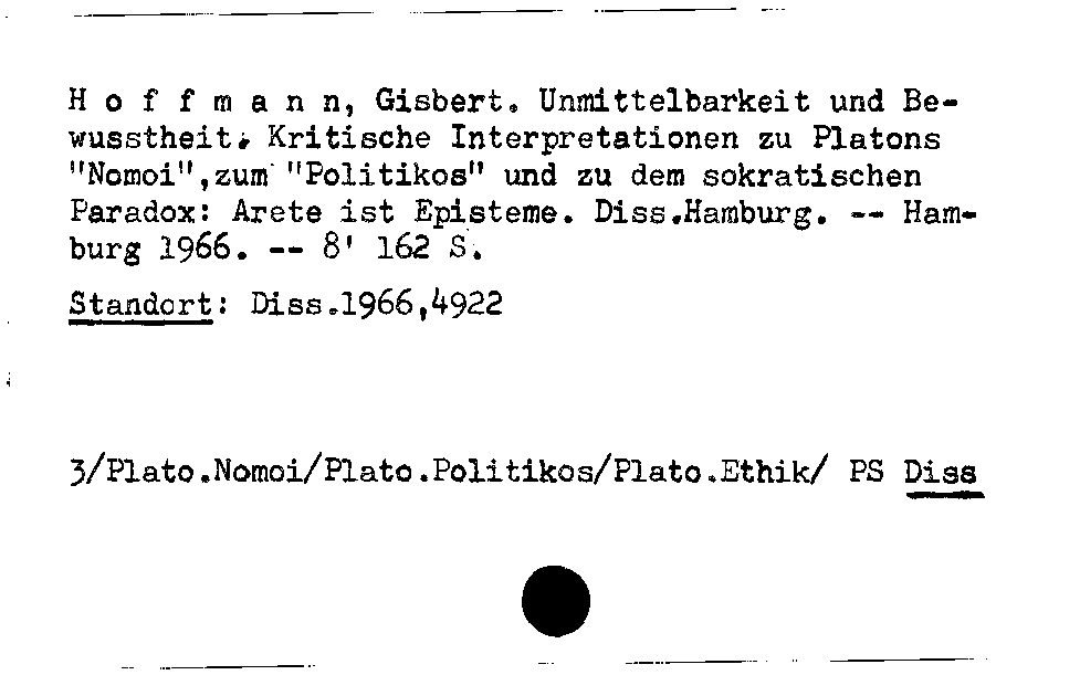 [Katalogkarte Dissertationenkatalog bis 1980]