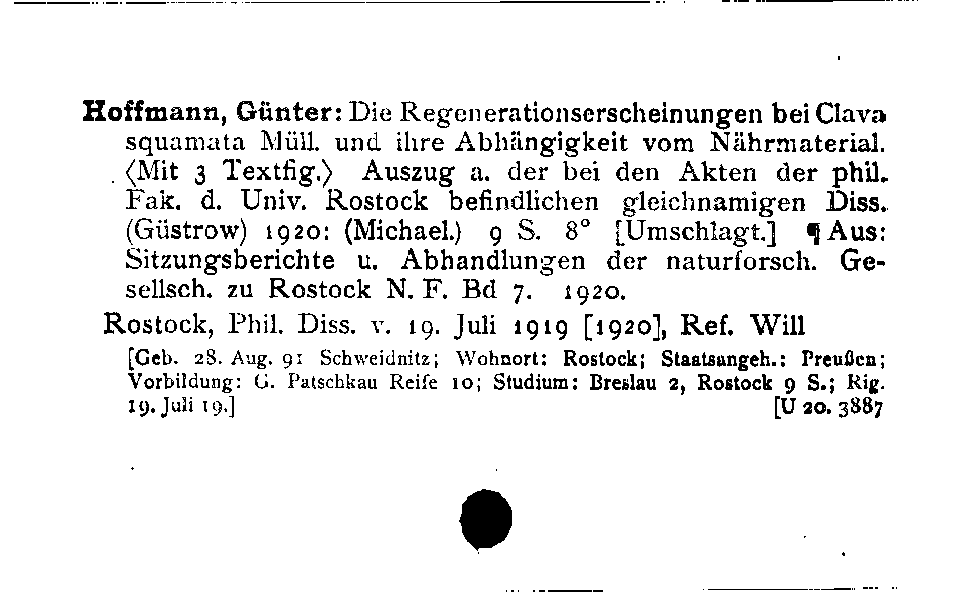 [Katalogkarte Dissertationenkatalog bis 1980]