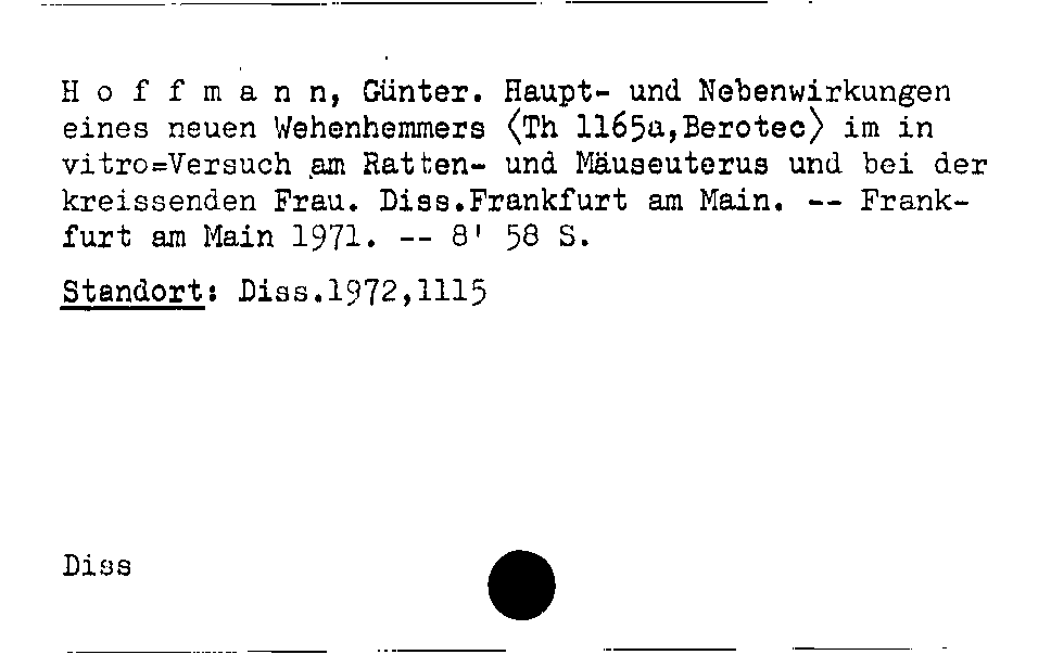 [Katalogkarte Dissertationenkatalog bis 1980]