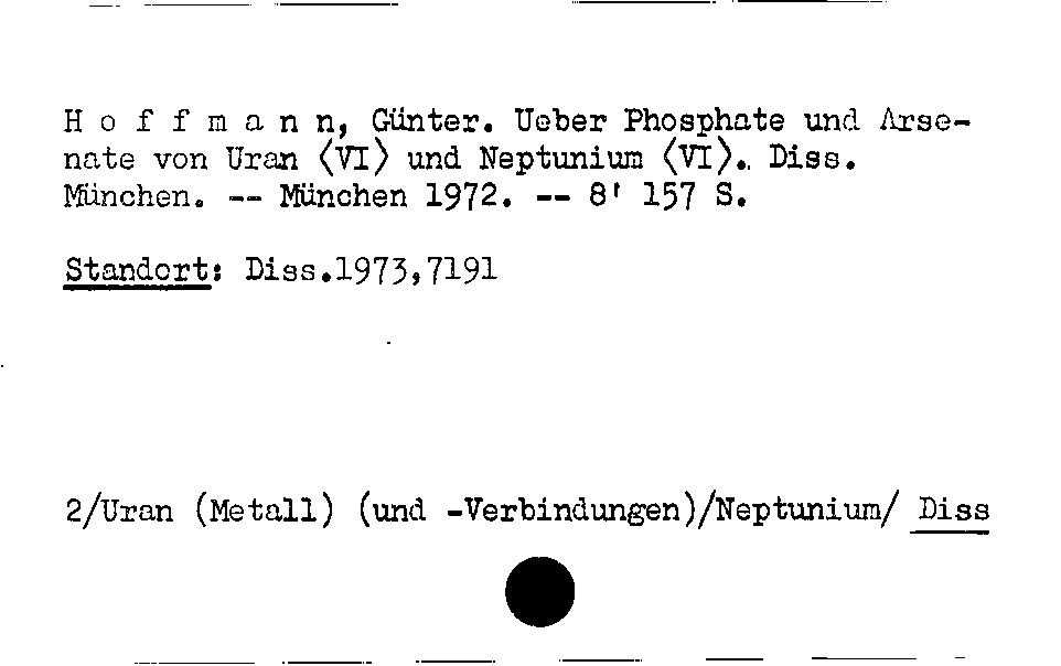 [Katalogkarte Dissertationenkatalog bis 1980]