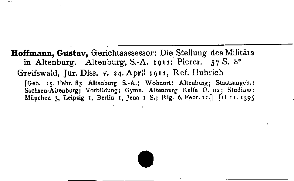 [Katalogkarte Dissertationenkatalog bis 1980]