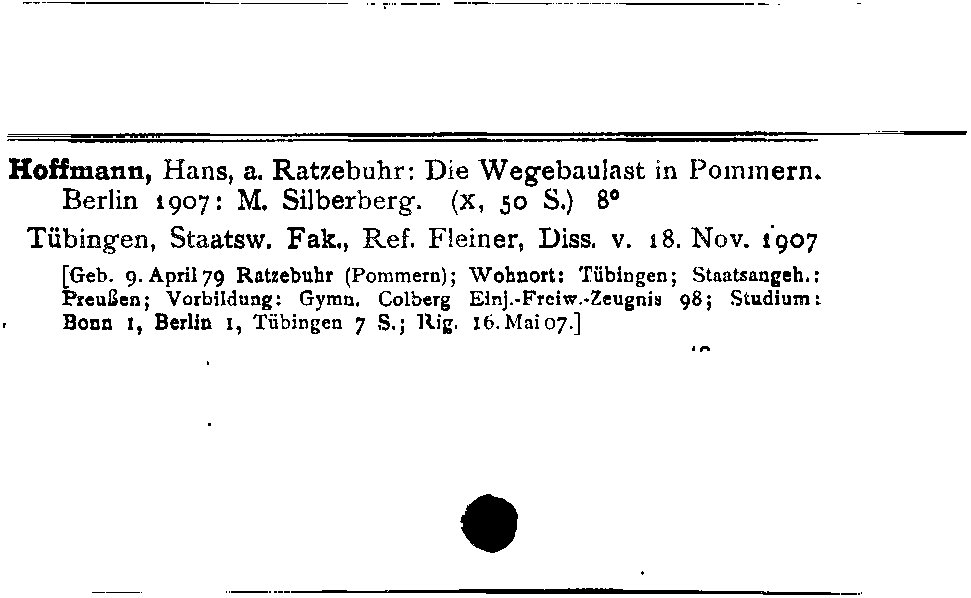 [Katalogkarte Dissertationenkatalog bis 1980]